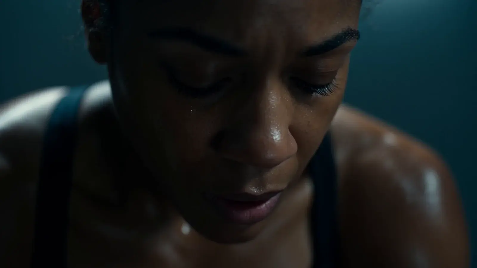 AI-generated sample by TCV Studio. Close-up of a boxer's face, fully in frame.